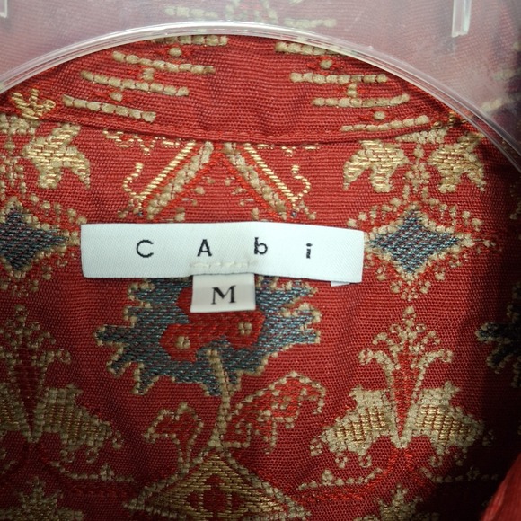 Vintage Cabi Women's Medium Embroidered Vest Red Zip Oriental Red Gold Tapestry - Picture 2 of 9